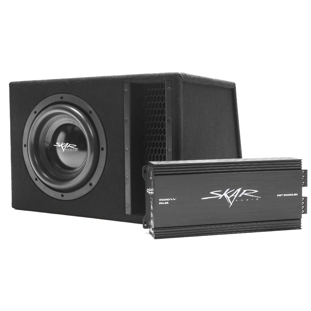 Skar Audio Single 8" Complete 1,200 Watt EVL Series Subwoofer Bass Package - Includes Loaded Enclosure with Amplifier