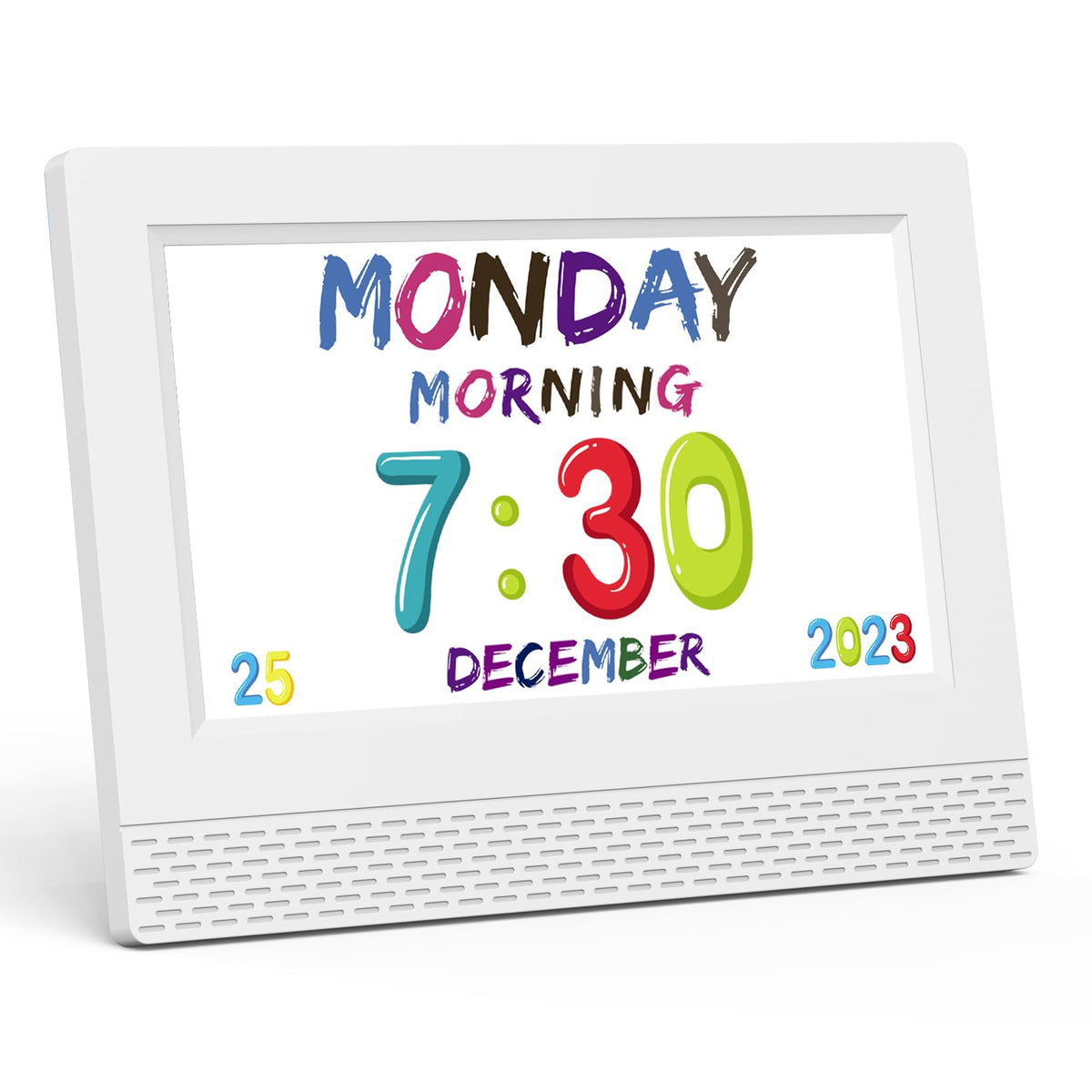 Kids Digital Alarm Clock Colorful, 7" Large LED Time Display Children's Sleep Trainer, Eye-Caring Digital Clock for Girls Boys Bedrooms Bedside, 17 Alarm Clock Settings Easy to Use Kids Birthday Gift