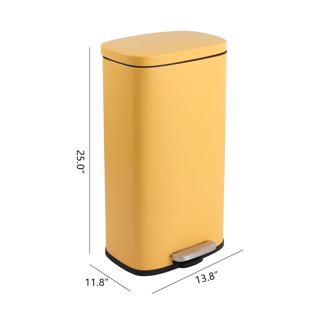 happimess HPM1011B Curtis 8-Gallon Step-Open Trash Can with Soft-Close Lid, Modern, Minimalistic, Fingerprint Proof for Home, Kitchen, Laundry Room, Office, Bedroom, Bathroom, Black
