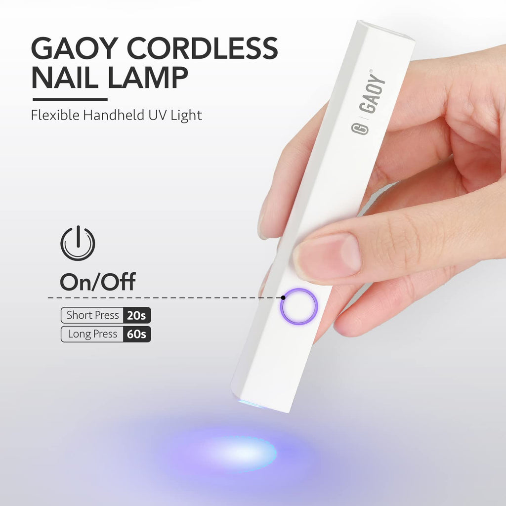 GAOY Handheld UV Light for Gel Nails, Mini Nail Lamp, Portable Cordless Rechargeable, Fast Curing, Diamond Pink