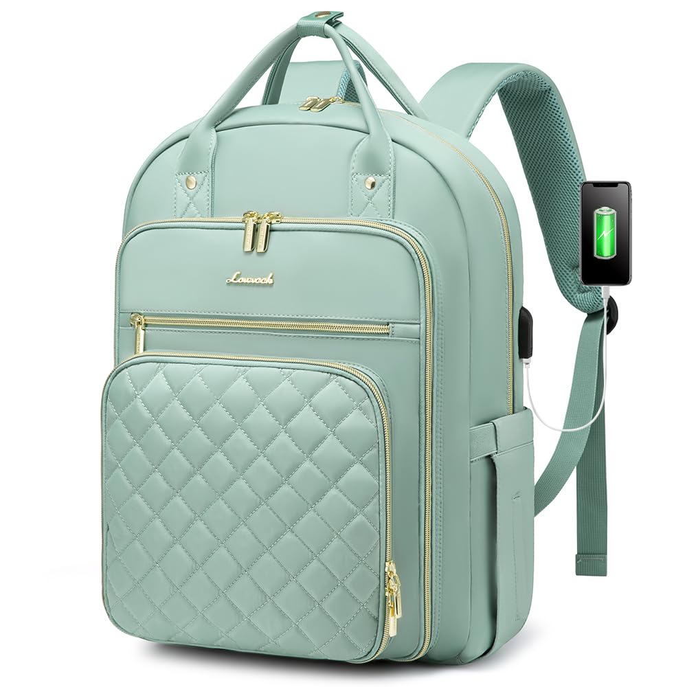 LOVEVOOK Laptop Backpack for Women, Water Resistant Travel Work Backpacks Purse College Business Teacher Nurse Computer bag with USB Charging Port