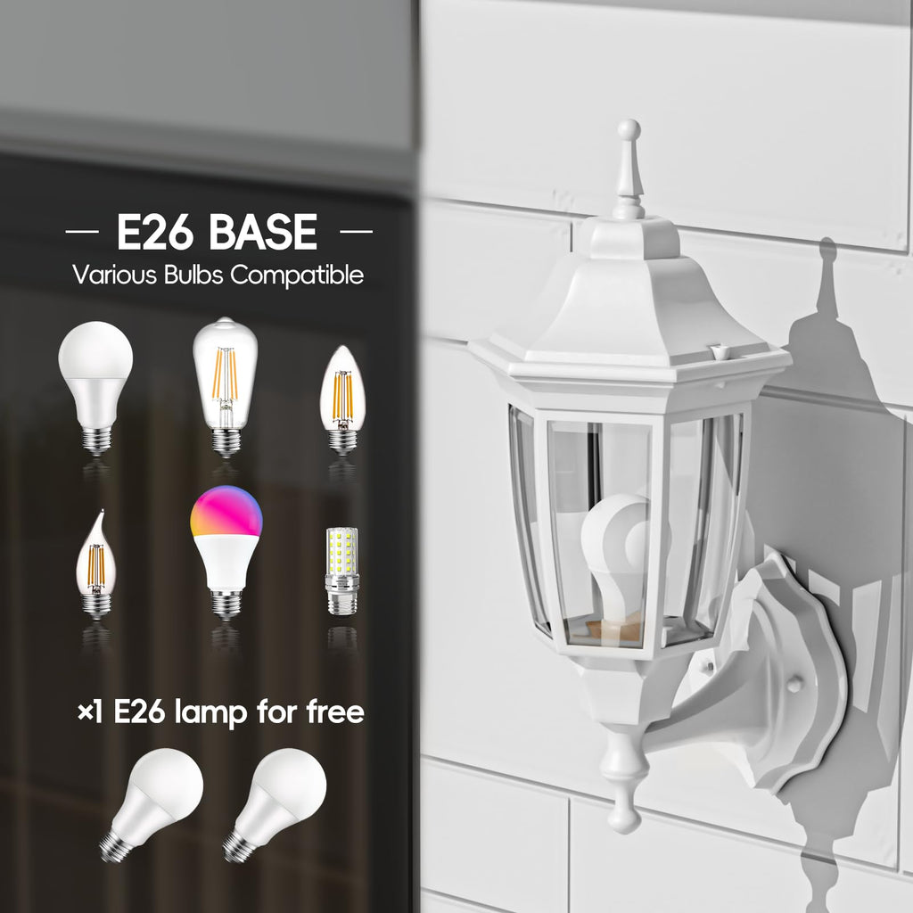 EMART Dusk to Dawn Plastic Outdoor Wall Light Fixtures with Bulbs, Waterproof and Anti-Corrosion Porch Sconces, Exterior Lanterns Wall Mount Lamp for Outside, Garage, Front Door, Patio, 1 Pack, Black
