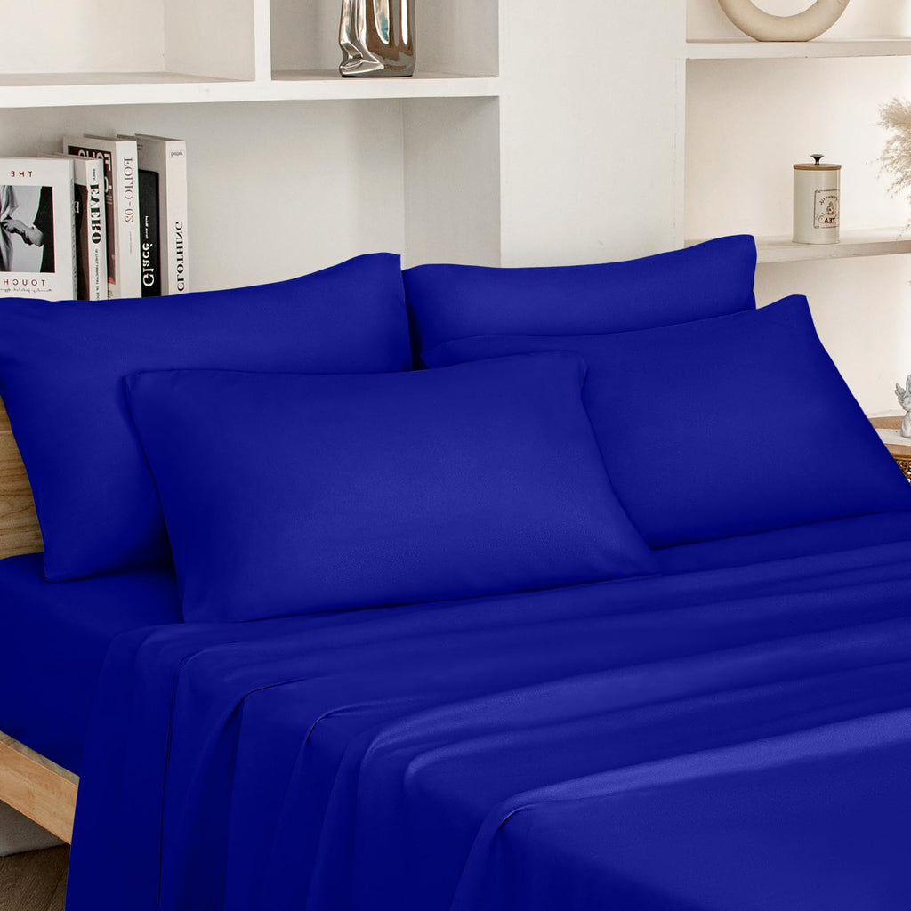 HOMEIDEAS Full Size Bed Sheets - 6 Piece Set (Aqua Blue) - Extra Soft Brushed Microfiber 1800 Bedding Sheets, Deep Pocket, Wrinkle & Fade Free