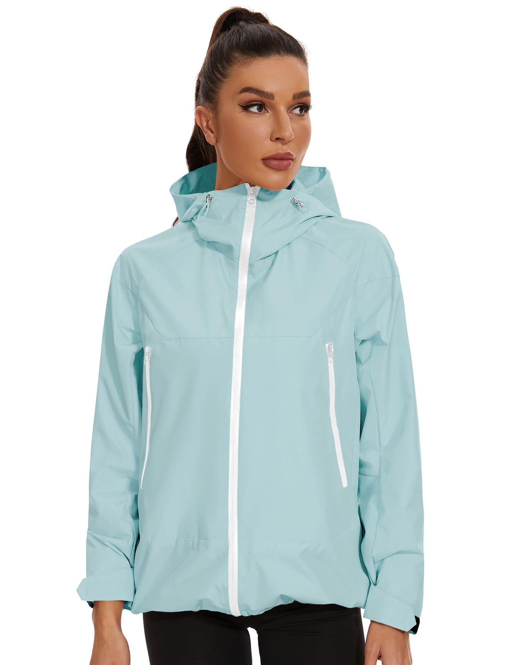 Avoogue Rain Jacket for Women Waterproof Lightweight Rain Coat Hiking Windbreaker Jacket with Hood