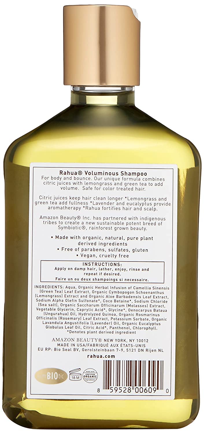 Rahua Voluminous Shampoo, Vegan Hair Care for Fine to Medium Hair, Gentle Cleansing Formula with Rahua Oil, Quinoa Protein, Green Tea, Aloe & Lemongrass, Lavender & Eucalyptus Scent