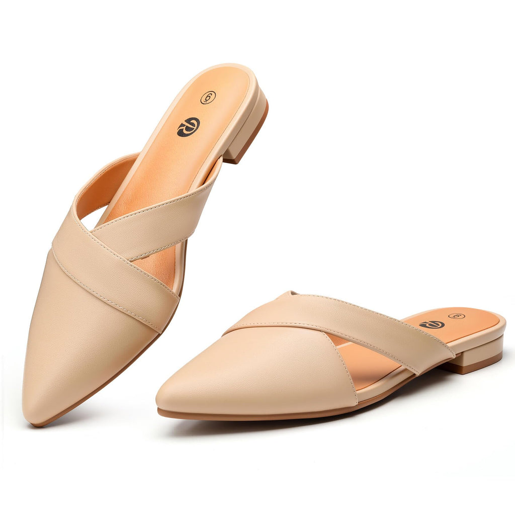 Rekayla Women's Mules Closed Pointed Toe Flats Backless Loafers Shoes for Women