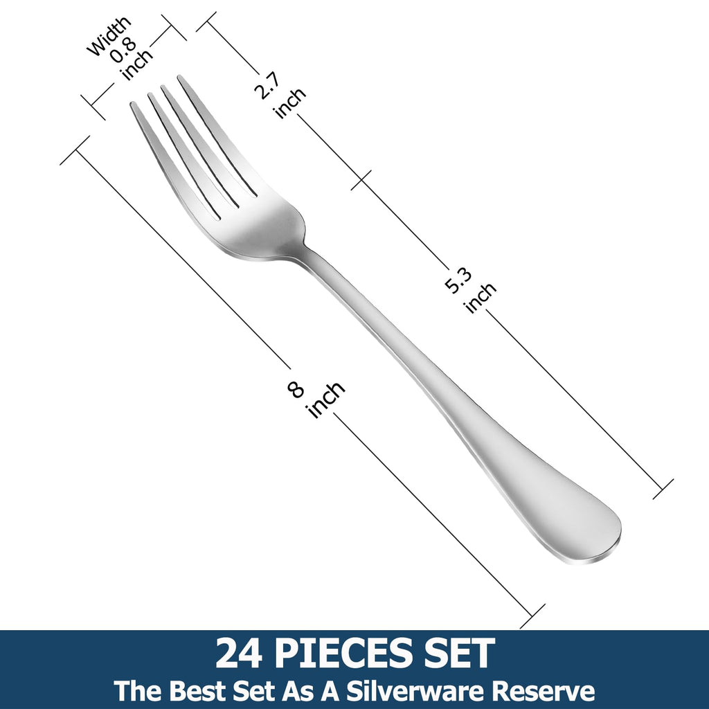 8 Pieces Dinner Forks Set, Food-Grade Stainless Steel Forks, Silverware Forks for Home, Kitchen or Restaurant, Mirror Polished, Dishwasher Safe - 8 Inch