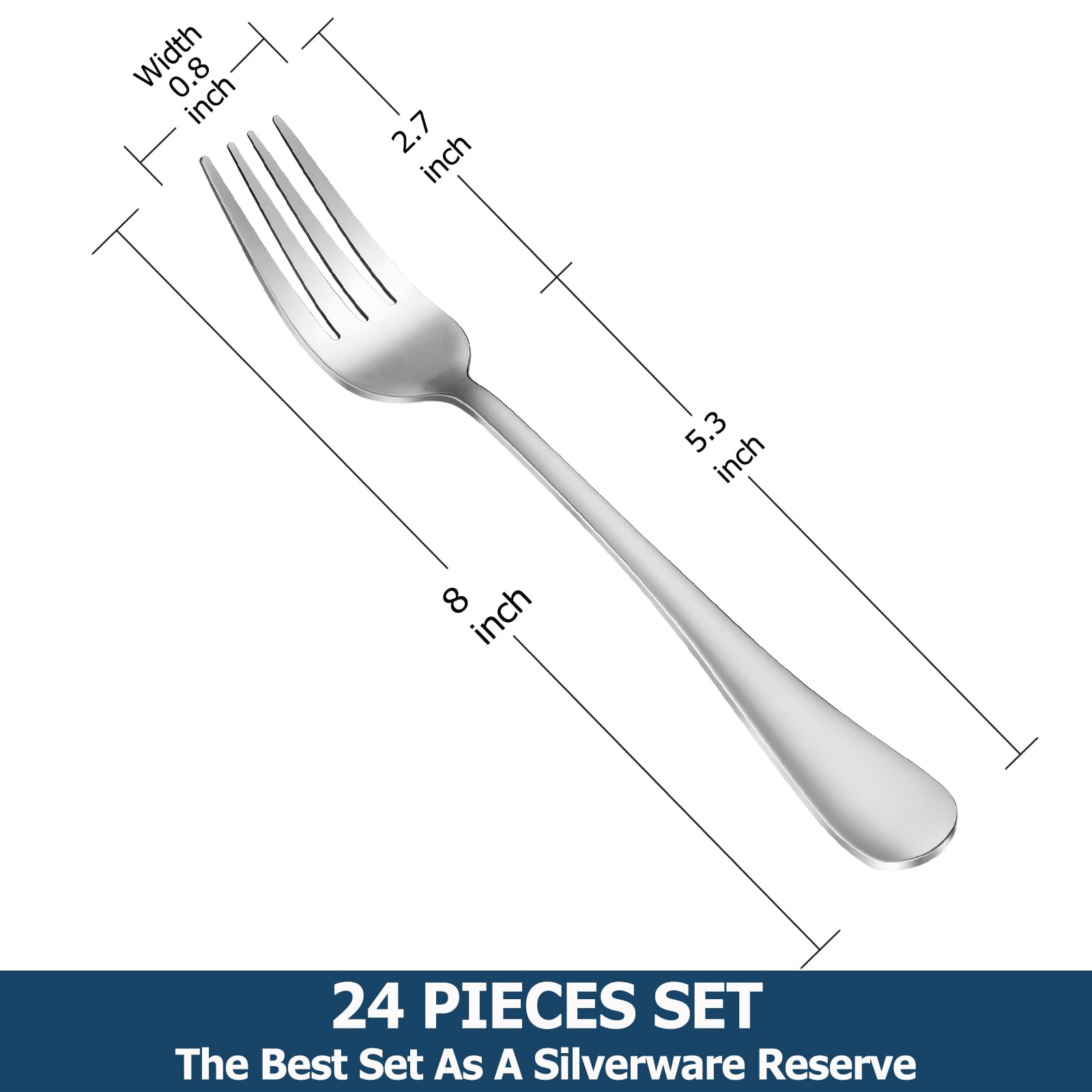 8 Pieces Dinner Forks Set, Food-Grade Stainless Steel Forks, Silverware Forks for Home, Kitchen or Restaurant, Mirror Polished, Dishwasher Safe - 8 Inch