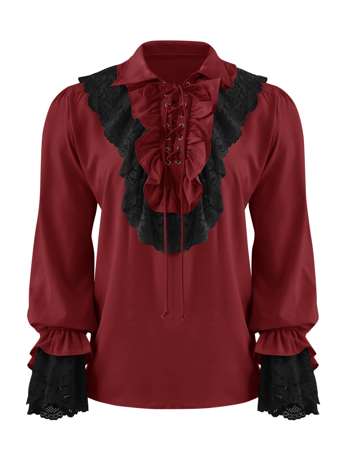 Runcati Mens Pirate Shirt Ruffle Renaissance Victorian Vampire Poet Shirts Steampunk Gothic Medieval Lace Costume