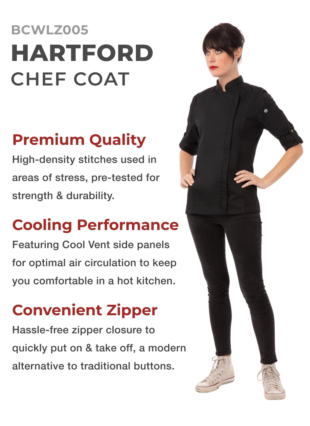 Chef Works Women's Hartford Cool Vent Chef Coat