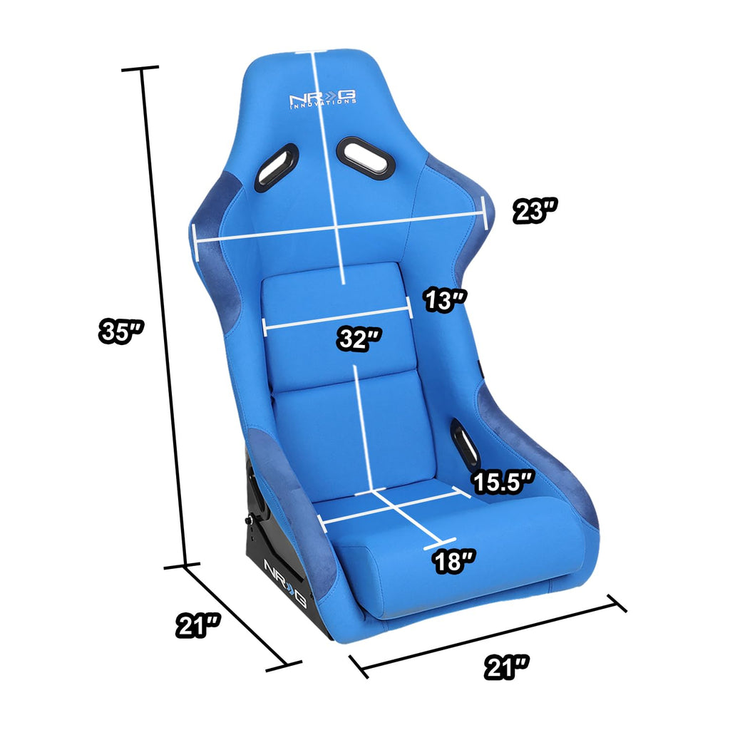 NRG Innovations NRG-FRP-330 Fiber Glass Fixed Back Bucket Racing Seat (Small), 4 pt Harness Compatibility, Black Seat Cover, 19"W X 18" D X 34" H