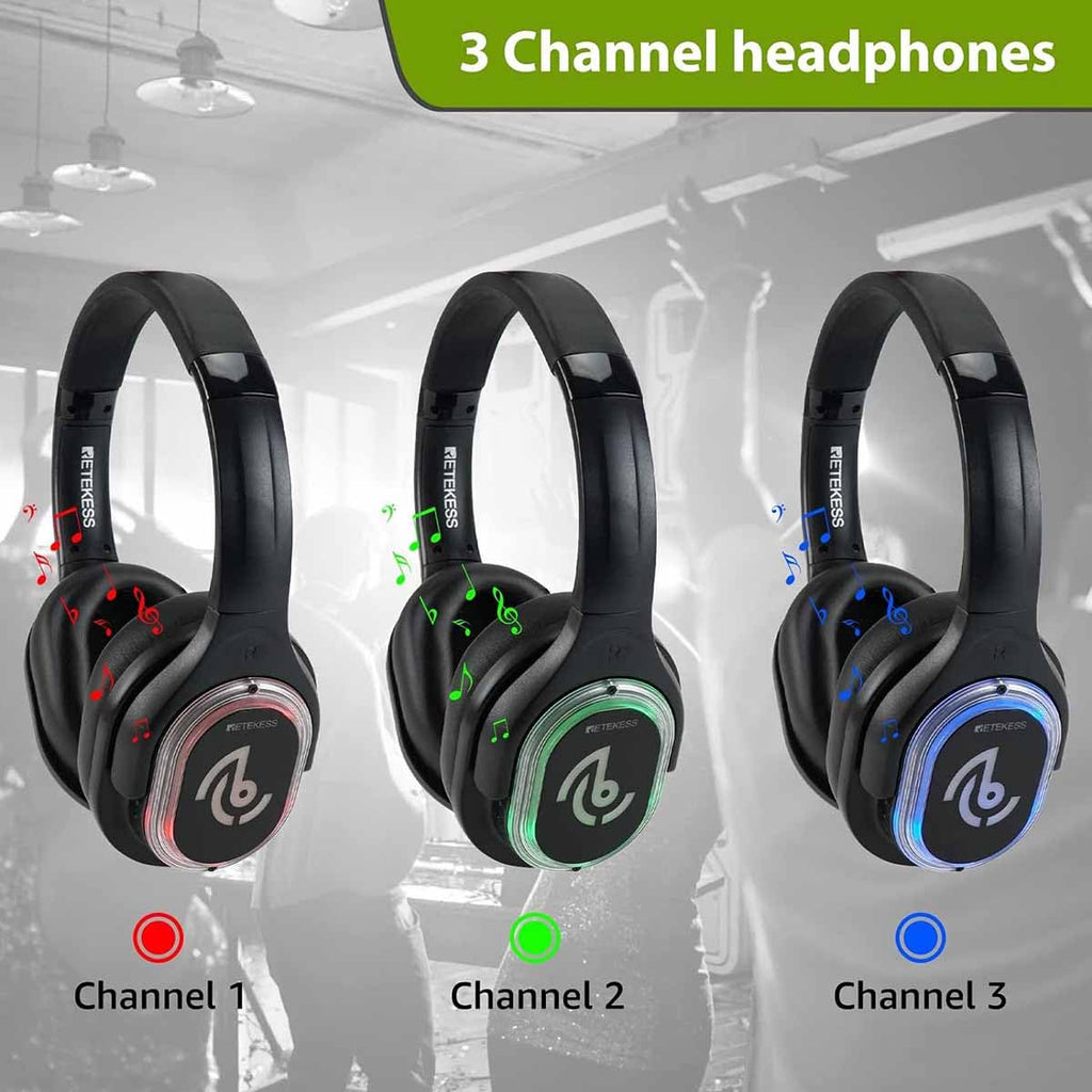 Retekess TA003 Silent Disco System, Silent Disco Transmitter, 3 Channels,Plug and Play, 300m Range for House Party, Fitness and School (1 Transmitter)