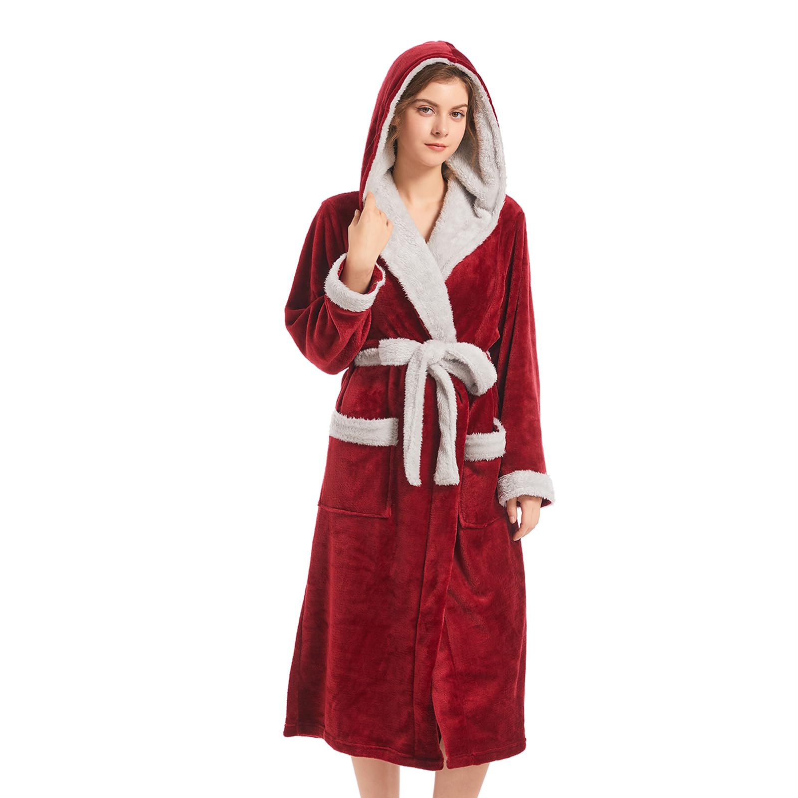 Inner Wish Women Hooded Plush Robe, Fleece Highly Absorbent Cozy Warm Bathrobe
