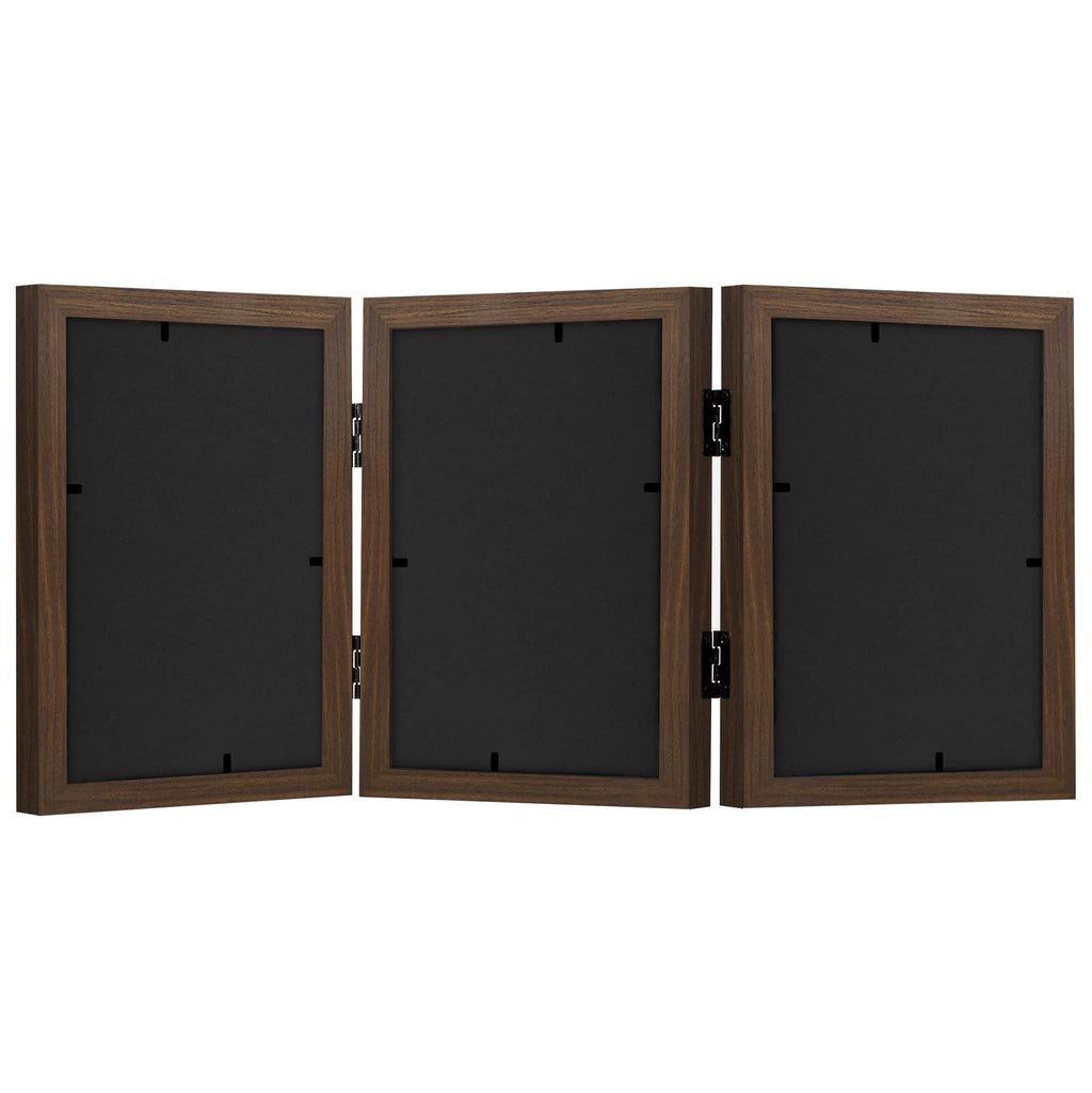 Americanflat Hinged 4x6 Picture Frame with Shatter-Resistant Glass - Double Picture Frames with Engineered Wood - Signature Collection - Photo Frame for Tabletop Display - Black