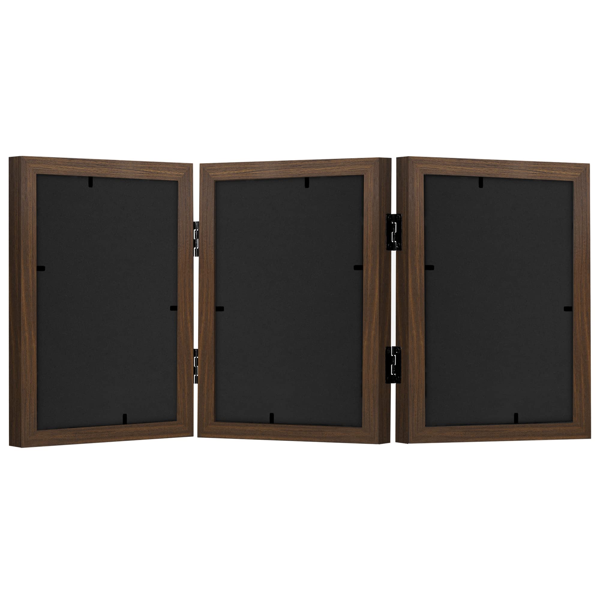 Americanflat Hinged 4x6 Picture Frame with Shatter-Resistant Glass - Double Picture Frames with Engineered Wood - Signature Collection - Photo Frame for Tabletop Display - Black