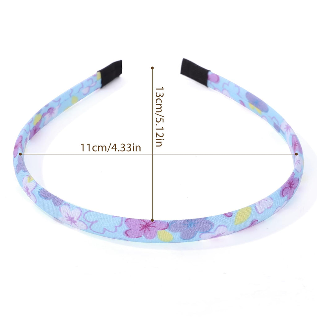 Fishdown Headbands for Girls 12Pcs Thin Head Bands for Girls Hairbands for Toddler Floral Cloth Fabric Covered Headband Birthday Party Favors