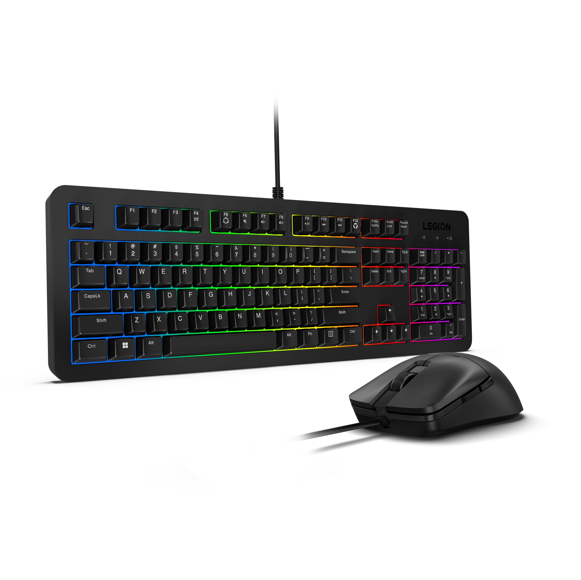 Lenovo Legion KM310 RGB Wired Gaming Keyboard & Mouse Combo - K310 Keyboard w/Silent Operation & Compact Water-Resistant Design - M300S Mouse with 8000 Adjustable DPI, 220 IPS, 6 Programmable Buttons