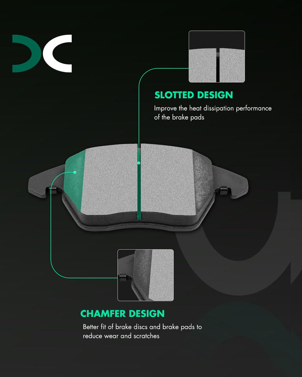 SCITOO D815 D905 Front Rear Ceramic Brake Pads Sets Fit For INFINITI For G35 2003-2005,For Nissan For 350Z 2003-2005 | For Altima 2007-2013 | For Juke 2011-2017 | For Sentra 2007-2012