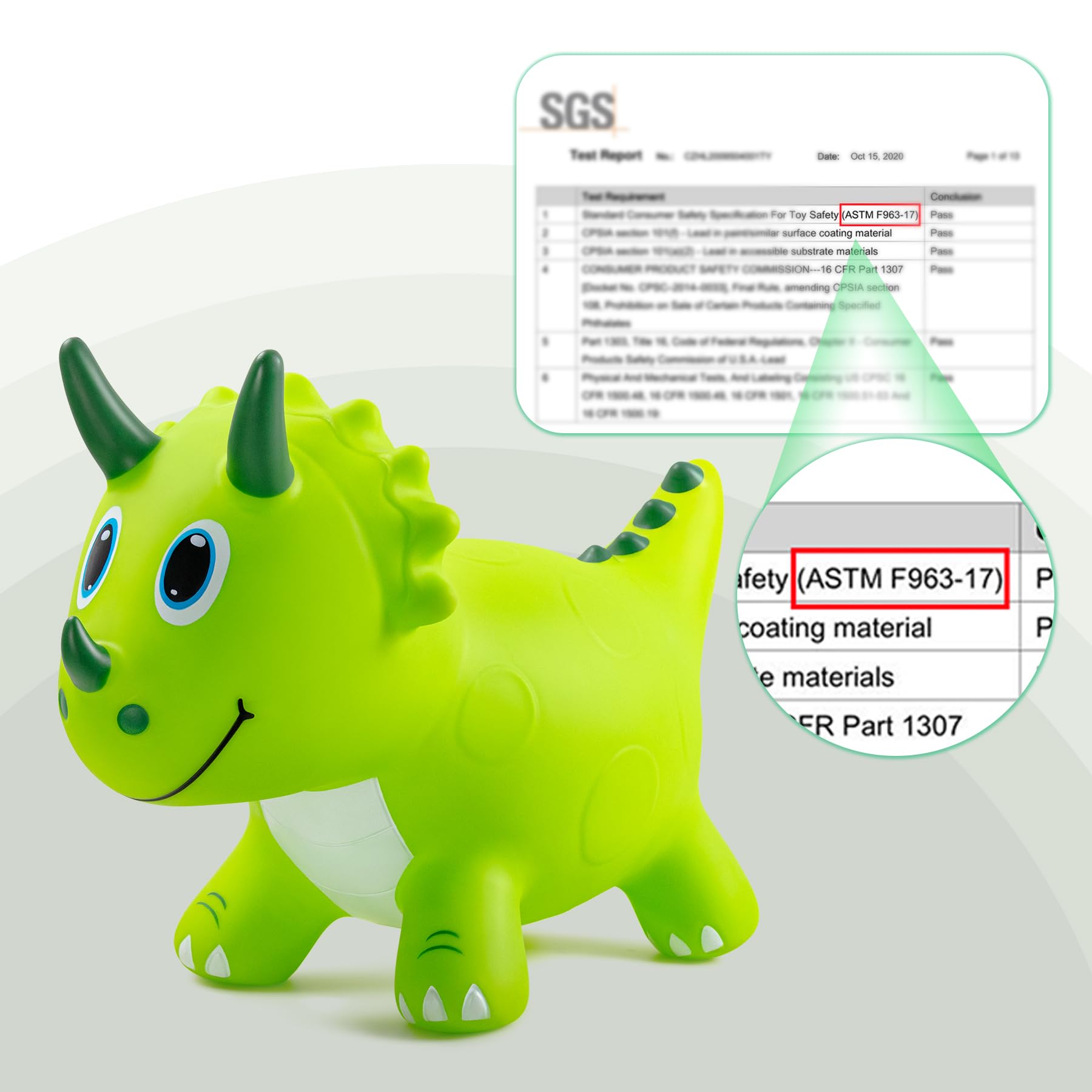 Kids Dinosaur Bouncy Animal Toys, Inflatable Triceratops Bouncer, Ride on Bounce Hopper, Indoor Outdoor Activity Birthday Gift for 18 Months 2 3 4 Years Old Boys