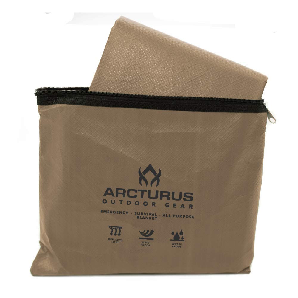 Arcturus Insulated Tarp, Reusable Heavy Duty Thermal Survival Blanket – 60x82in, Reflects 90% Body Heat, Waterproof, Windproof, 3-Layer Design, Reinforced Grommets, Black