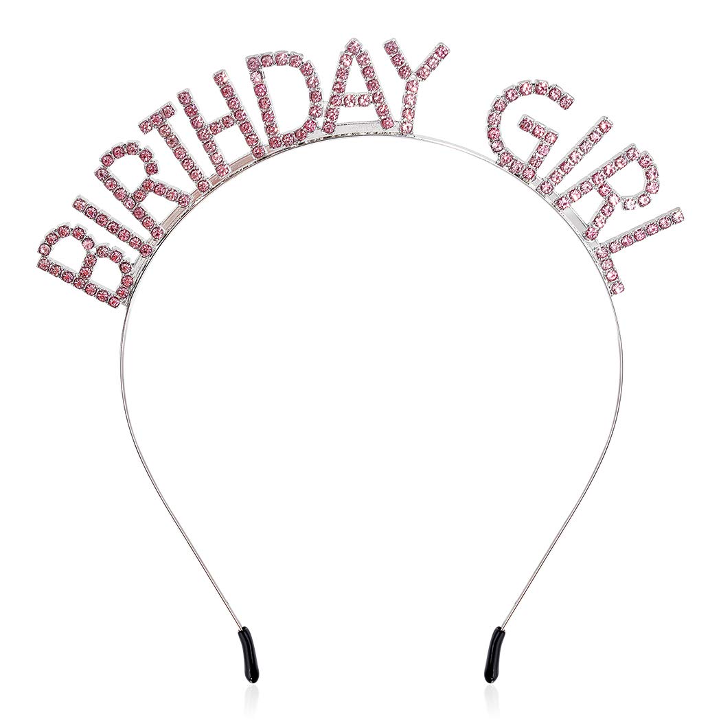 AOPRIE Birthday Girl Headband - Baroque Tiara for Women & Girls, Princess Crown Rhinestone Accessory