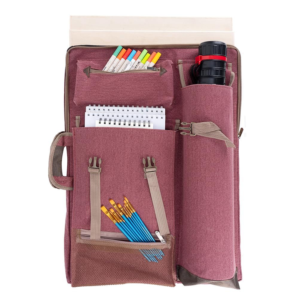 TRANSON Art Portfolio Case Artist Backpack Canvas Bag Large 26” x 19.5”