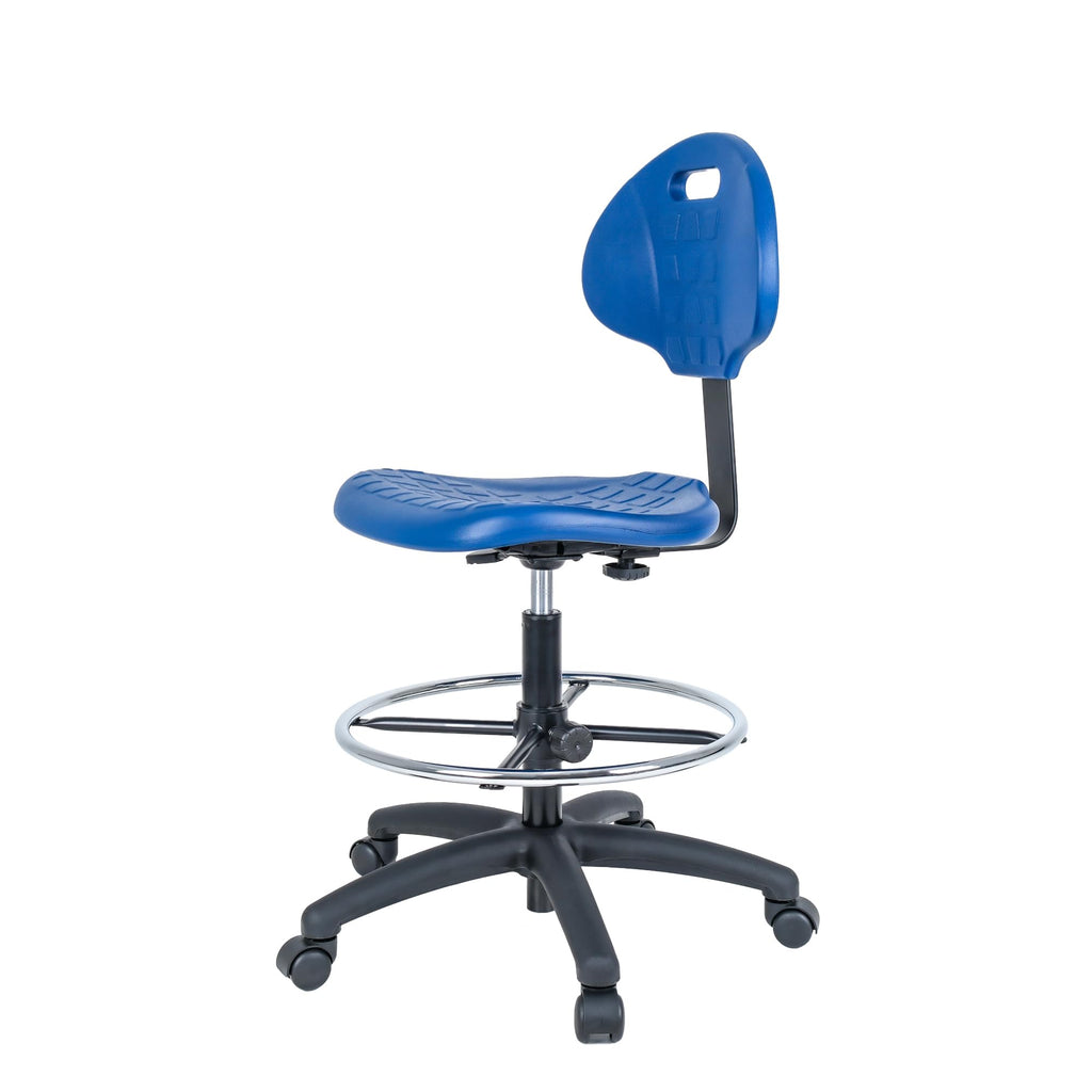 Chair Master-Heavy Duty Ergonomic Drafting Stool Black-Easy to Clean-Largest (20") Adj. Footring and Base (26") on the Market. Seat Ht Range (23"-33"). for Home, Auto, Lab, Cleanroom. Durable.