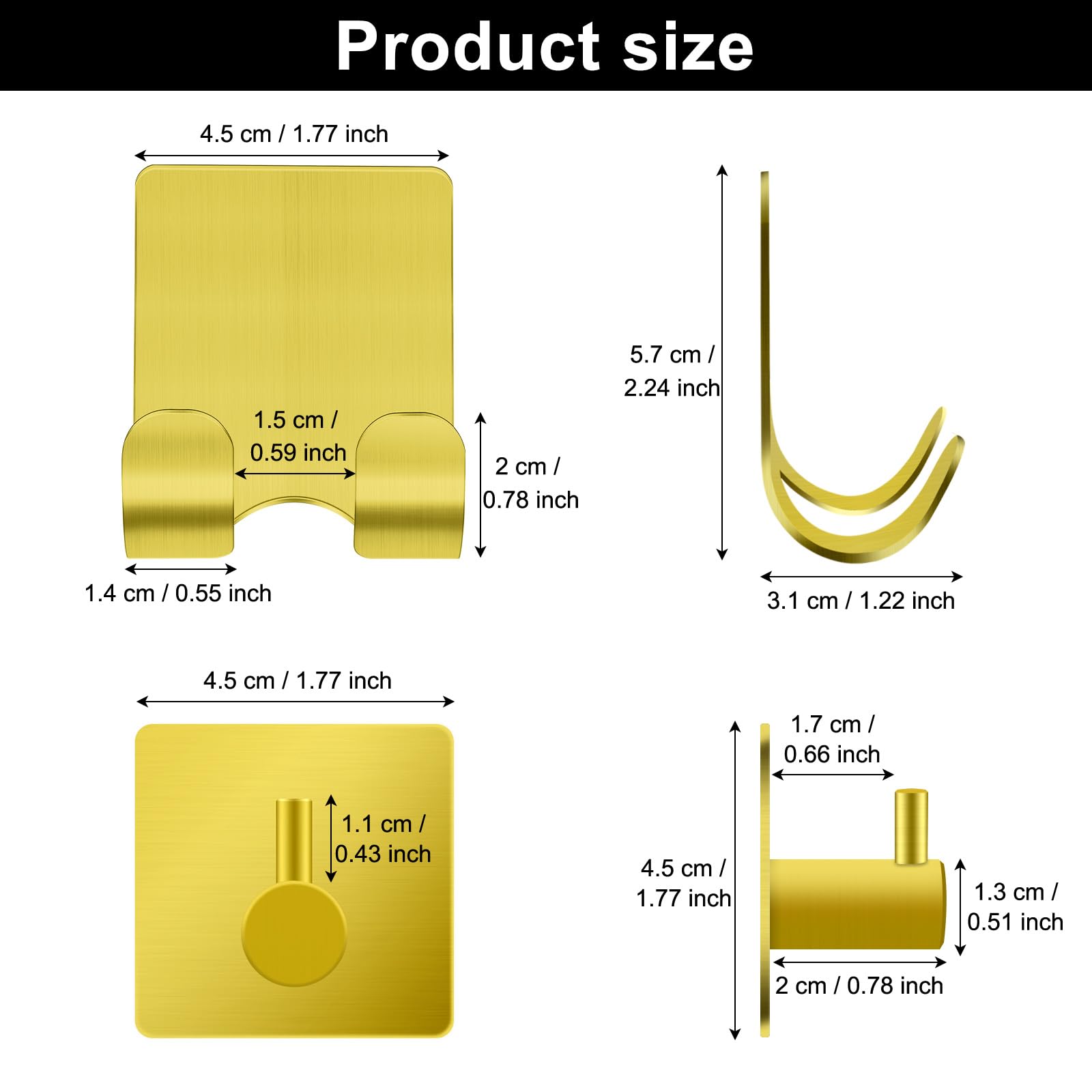 CGBE Shower Holders for Razors, 2 Pack Squeegee Holder and 2 Pack Razor Holder, Razors Holder for Shower Heavy Duty Waterproof Hook for Squeegee Loofah - Black