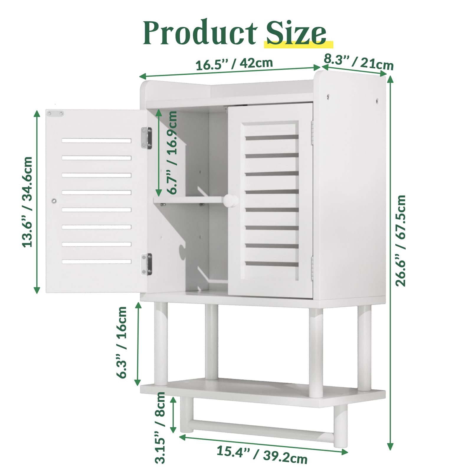 AmazerBath Bathroom Wall Cabinets, Bamboo Medicine Cabinet with Rattan Door, Over The Toilet Storage Cabinet with Towel Bar, Wall Mounted Cabinet with Adjustable Shelves for Small Spaces
