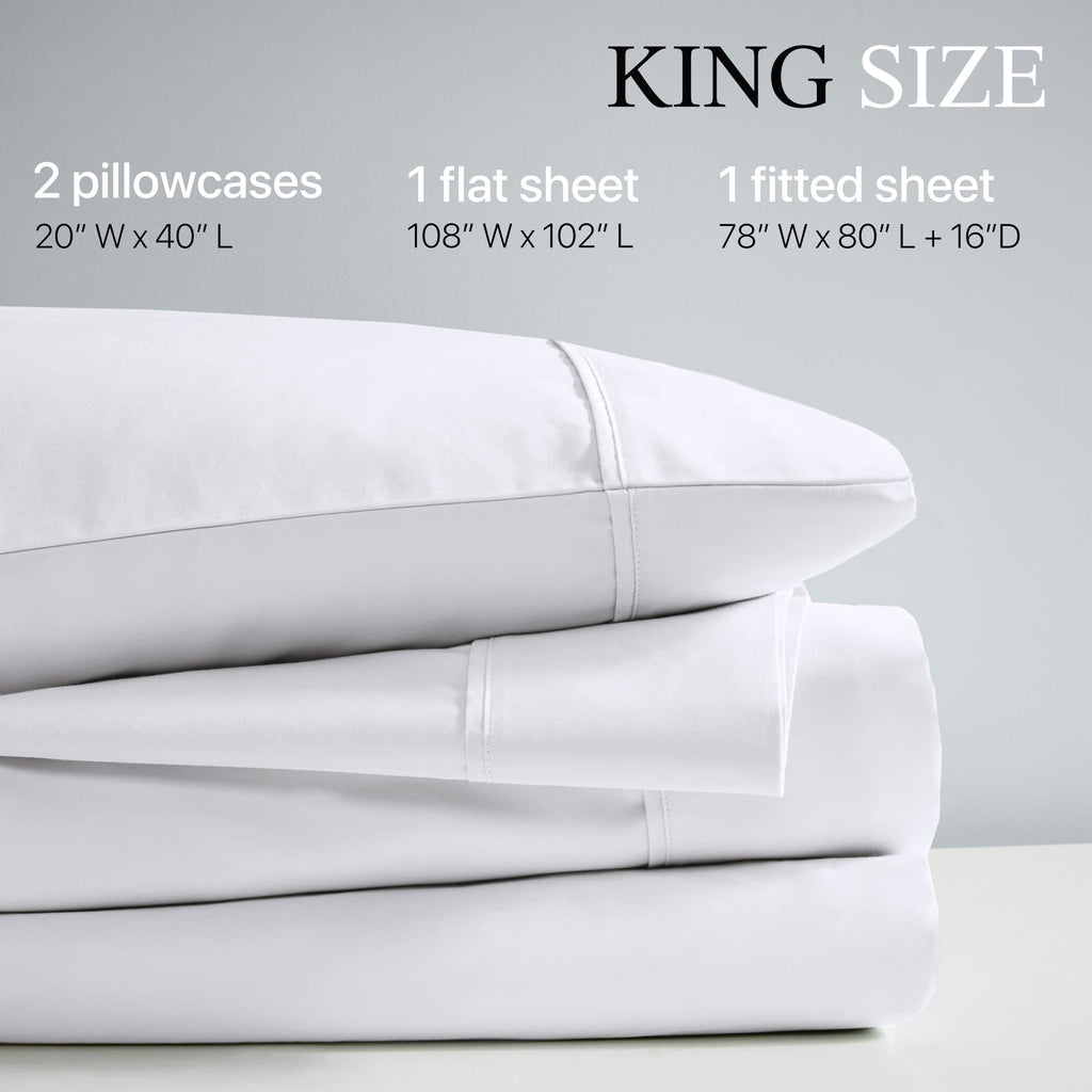 Beautyrest 1000 Thread Count, Solid Color Sheet Set, Elastic Deep Pocket, All Season, Breathable, HeiQ Smart Temperature, Soft Cotton Blend Bedding, Matching Pillowcase, King Ivory 4 Piece
