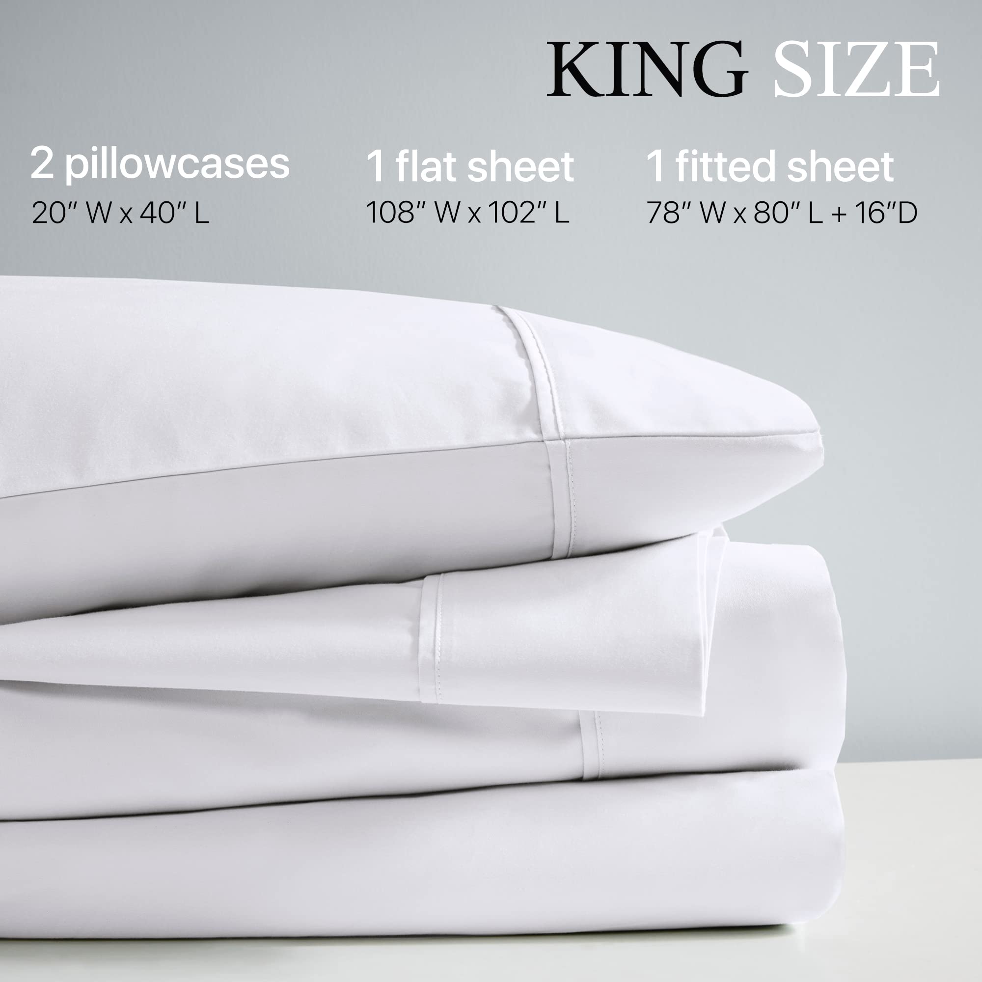 Beautyrest 1000 Thread Count, Solid Color Sheet Set, Elastic Deep Pocket, All Season, Breathable, HeiQ Smart Temperature, Soft Cotton Blend Bedding, Matching Pillowcase, King Ivory 4 Piece