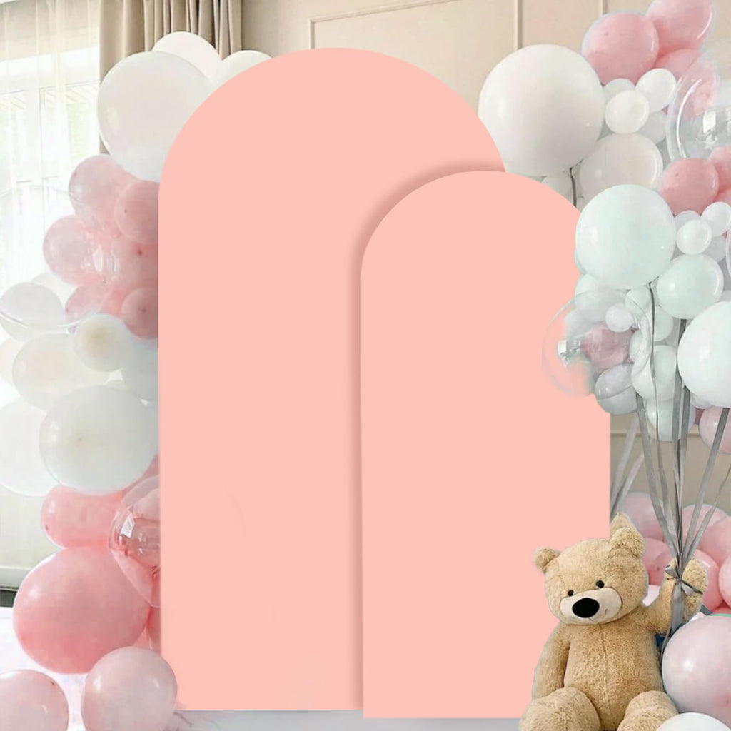 FANPROMS Beige Arch Backdrop Cover Set of 3 Wedding Arch Cover 4x5x6FT Round Top Arch Stand Cover for Fitted Arch Covers Spandex Backdrop Covers Set for Wedding Party Ceremony Decorations