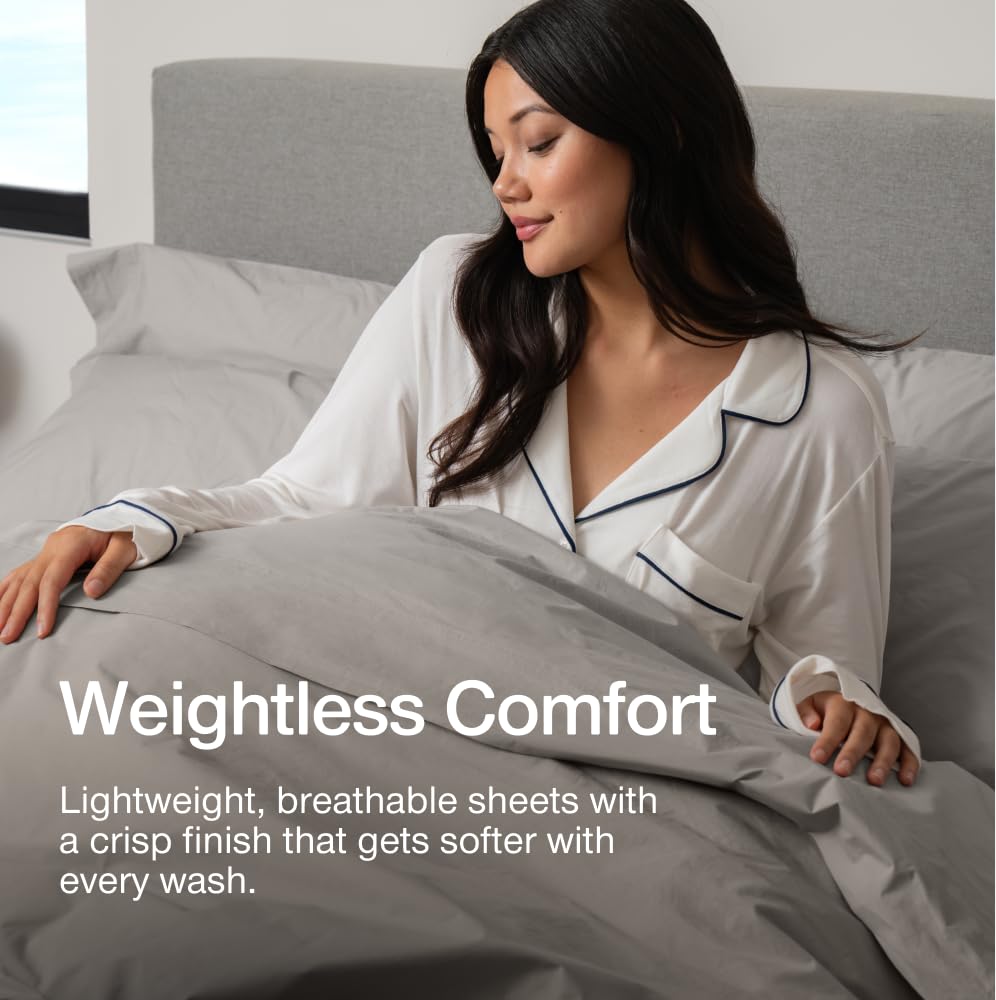 Coop Home Goods Cool+ Cooling Bed Sheets, 4 Piece Full Sheet Set, Dove Grey Breathable Cooling and Super Soft, Luxury Spa & Hotel Quality, Full Size Bed Set