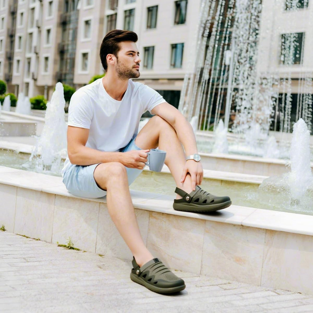 Men's Women's Clogs Garden Shoes Slip On Sandals Breathable Summer Orthotic Walking Slippers with Plantar Fasciitis Soles