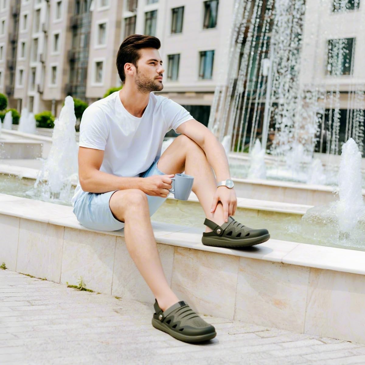 Men's Women's Clogs Garden Shoes Slip On Sandals Breathable Summer Orthotic Walking Slippers with Plantar Fasciitis Soles