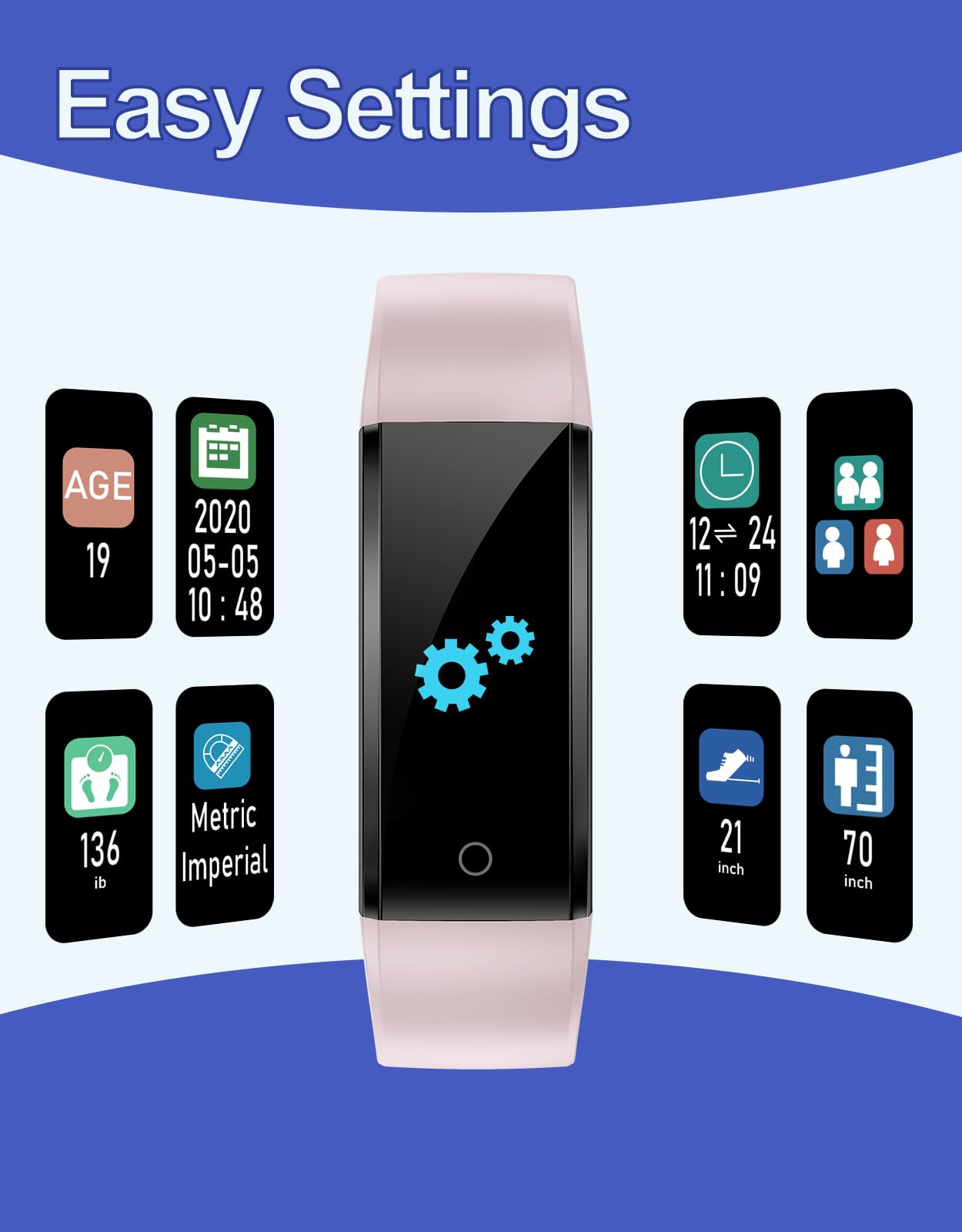 GRV Fitness Tracker Non Bluetooth Fitness Watch No App No Phone Required Waterproof Pedometer Watch with Steps Calories Counter Sleep Tracker for Men Women Parents
