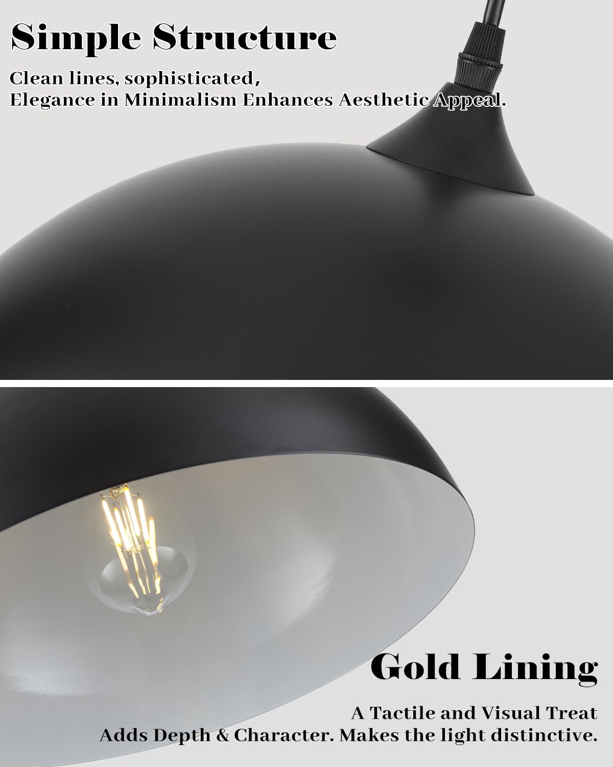 White Pendant Lights, 11.8 inch Pendant Lights Kitchen Island, Farmhouse Pendant Light Fixtures (White Inside), Industrial Pendant Lighting for Dining Room, Bedroom, Hallway (1 Pack)