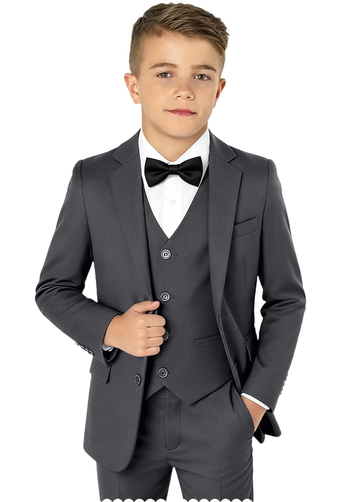 Boy Suits 5 Pieces Formal Suit Set with Adjustable Waist Kids Dress Suit for Wedding Prom