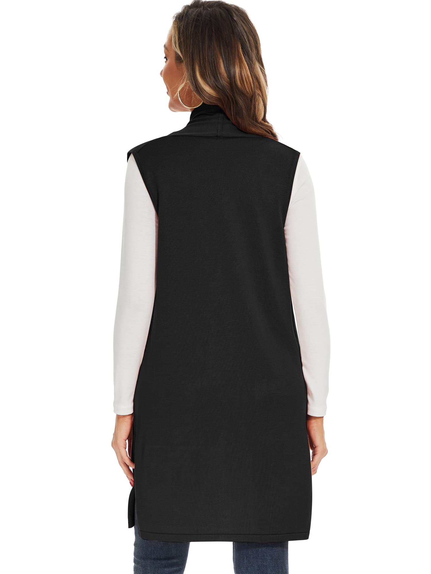 Moss Rose Women's Long Knit Cardigan Vest Casual Sleeveless Open Front Draped Duster Vest (Available in Plus Size)