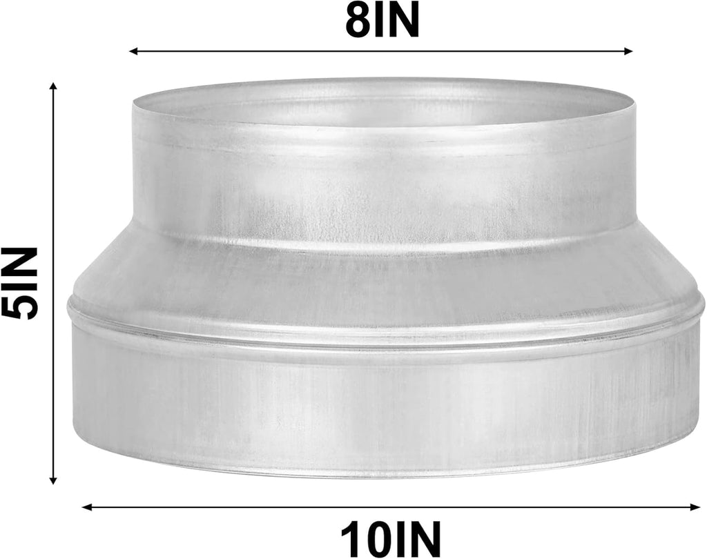 Duct Reducter 6 to 4 Air Ducting Reducer Increaser Air Duct Adapter or Round Metal Pipe Reducer for Bathroom Kitchen Ventilation Systems - Black