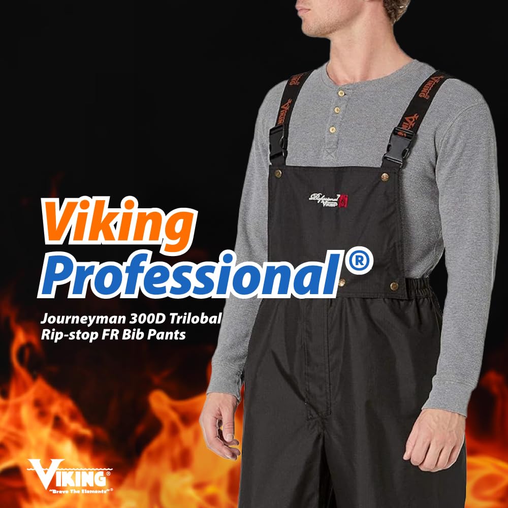 Viking Professional Journeyman 300D Trilobal Rip-Stop Fire Resistant Bib Overalls - FR Pants for Men