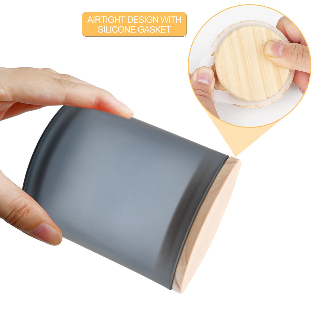 SHOWIN 10 OZ Thick Candle Jars for Making Candles 15 Pcs, Empty Jars with Wood Lids for Candle Making, Sample Container, Inner Black