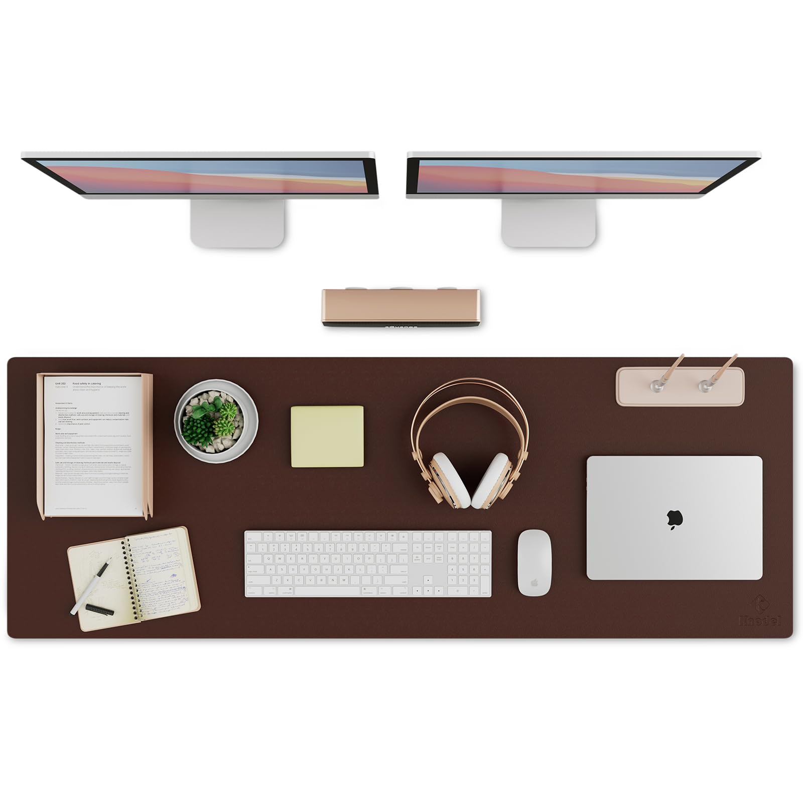 K KNODEL Small Office Leather Desk Mat, Mouse and Keyboard Pad, Computer and Laptop Mat, Desktop Protector and Cover, Writing Pad and Blotter (23.6"x13.8", Black)