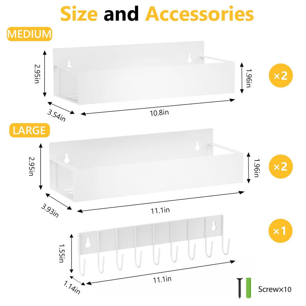 SMRCAD Magnetic Spice Rack Organizer for Fridge Seasoning Organizer for Kitchen storage with Screw Magnetic Shelf with Hook for Refrigerator and Oven (4pack1hook-Bronze)