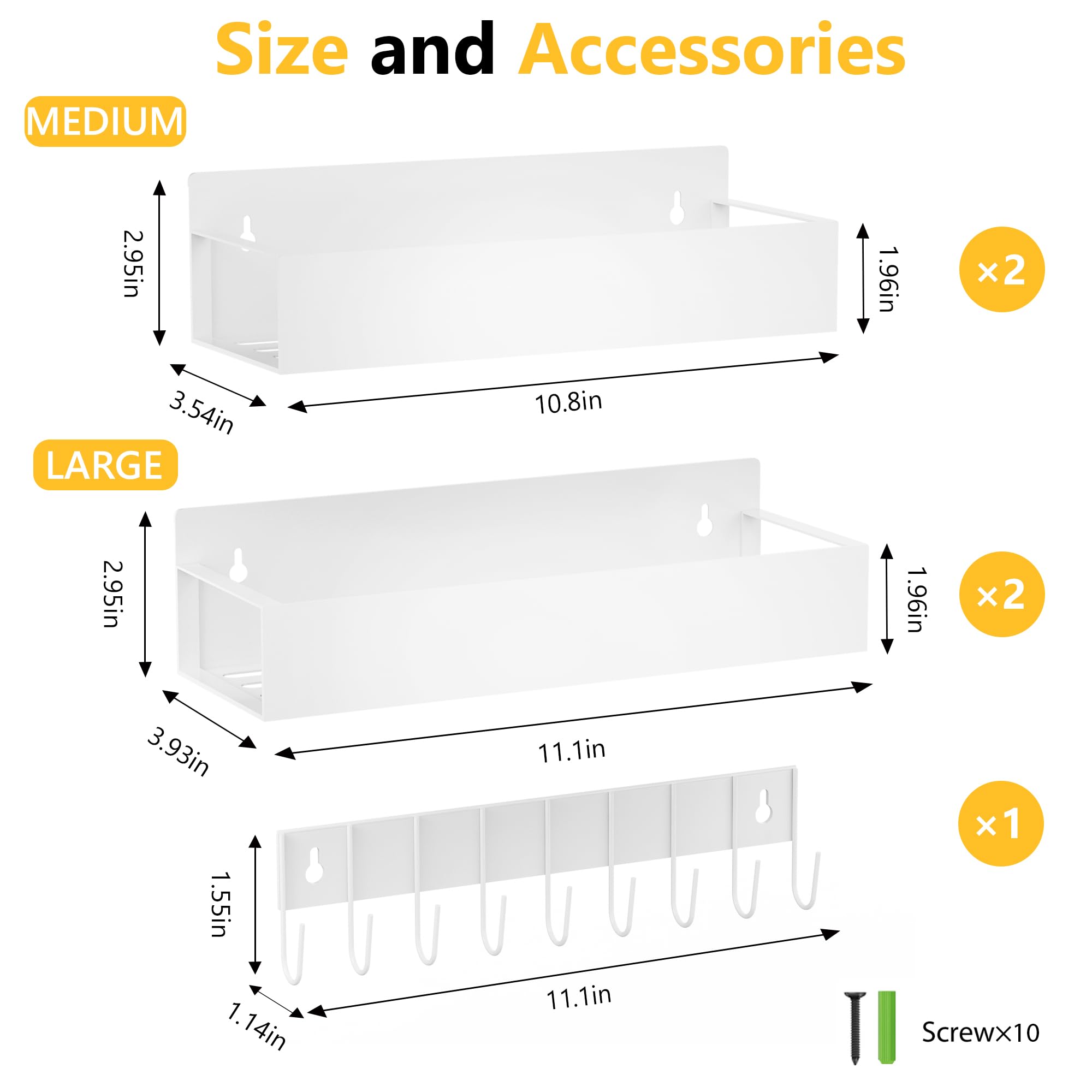 SMRCAD Magnetic Spice Rack Organizer for Fridge Seasoning Organizer for Kitchen storage with Screw Magnetic Shelf with Hook for Refrigerator and Oven (4pack1hook-Bronze)