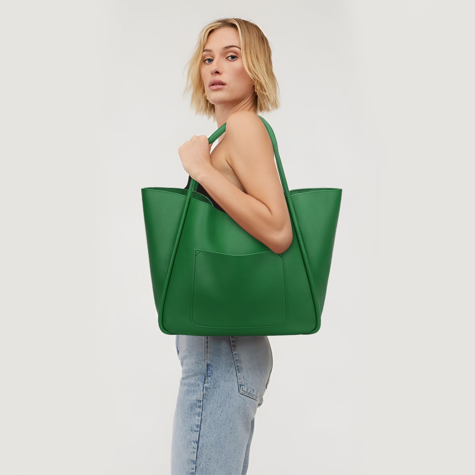 KKXIU Tote Bag for Women Vegan Leather Shoulder Purse Large Capacity Travel Bag