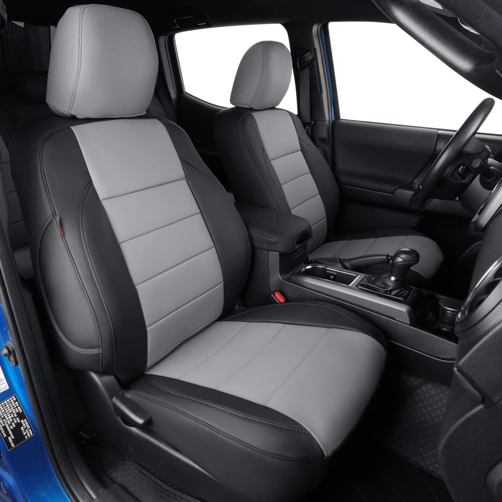 coverdream Front Seat Covers Custom Fit for Toyota Tacoma 2016 2017 2018 2019 2020 2021 2022 2023 SR SR5 TRD Series,Limited Pickup Truck,Breathable Seat Protector,Fit Like A Glove (Gray,2-Pack Only)