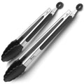 Tribal Cooking Kitchen Tongs with Silicone Tips - Stainless Steel tongs for cooking - 9" and 12" Tongs With Silicone Rubber Non Slip Grips, Heat Resistant Metal Tongs.