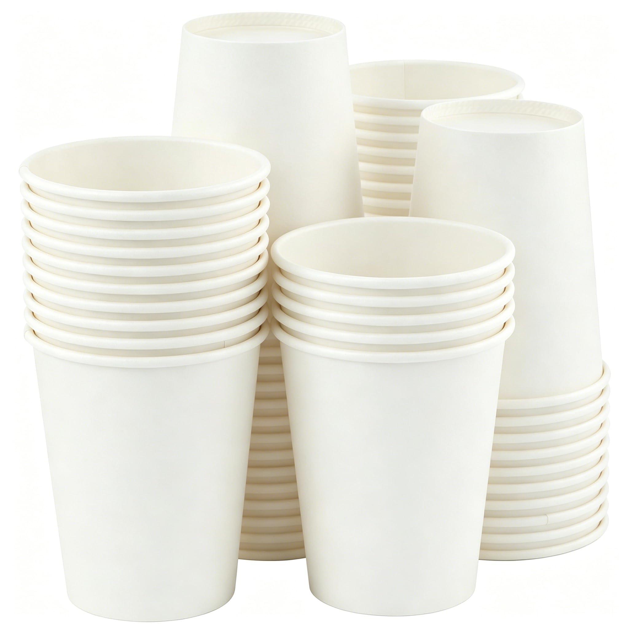 16 oz 100 Pack Corrugated Ripple Wall Disposable Coffee Cups with Lids and Straws, Heavy Duty Insulated Cups for Hot Beverage or Cold Drinks, Bulk for Restaurants, Offices, Coffee Shops(Black)