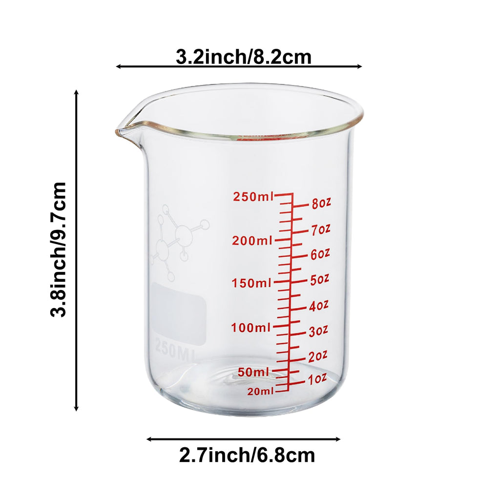 High Borosilicate Glass Measuring Cup-V-Shaped Spout，Glass Measuring Beaker for Kitchen or Restaurant, Easy to Read, 30 ML (1 Oz)-Pack of 2